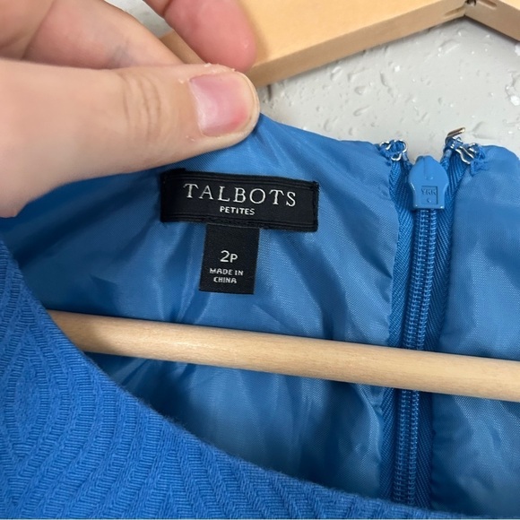 Talbots Petites Blue Mini Dress Formal Wedding Guest Office 2P - Picture 2 of 4